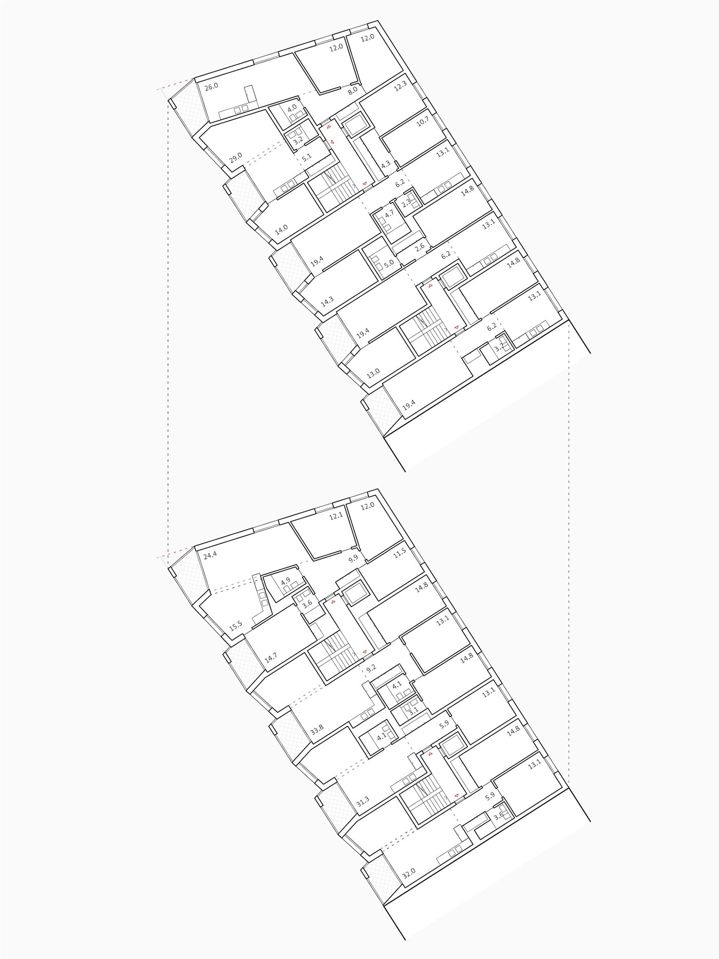 Wohnungsbau – Sammlung von Typologien & Wohnbaugrundrissen