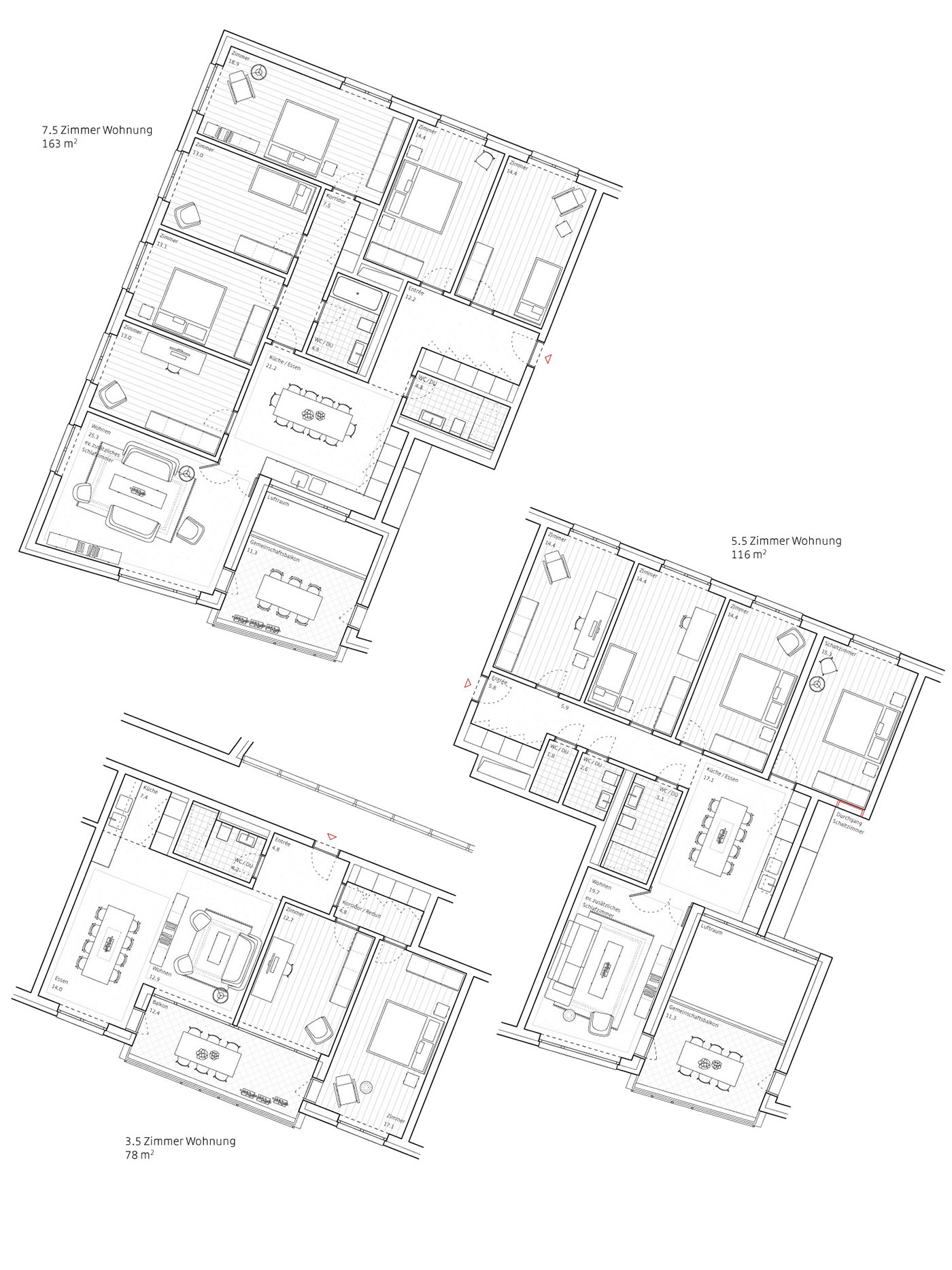 Wohnungsbau – Sammlung von Typologien & Wohnbaugrundrissen